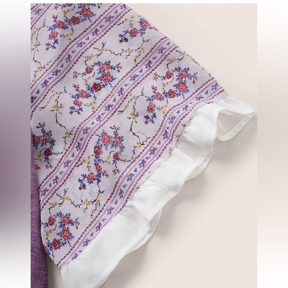 BloomChic Ditsy Floral Patchwork Frill Trim Raglan Sleeve T-shirt size 12 - Picture 4 of 7